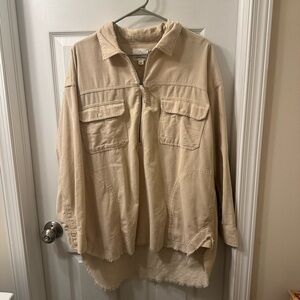 Aerie Offline Corduroy Quarter Zip Shacket